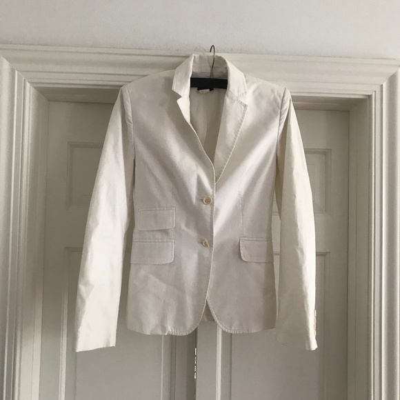 J. Crew White Cotton Blazer Size 0 - Picture 1 of 6